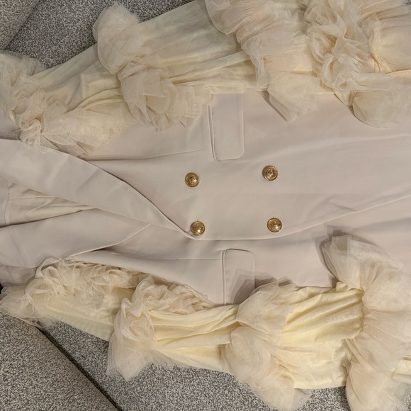 AKIRA Cream Double-Breasted Blazer with Gold Buttons - Picture 5 of 6
